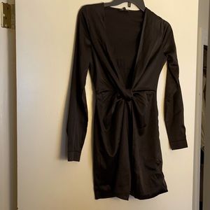 Black open front dress